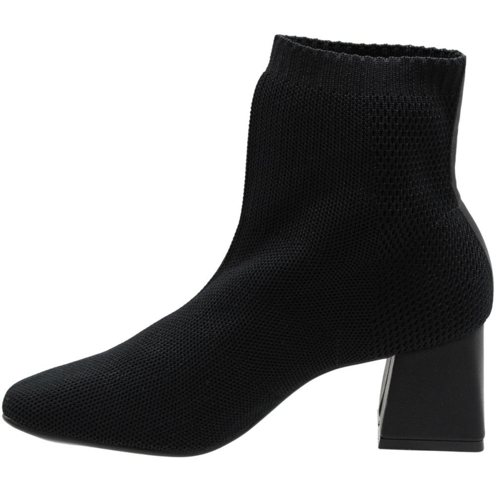Bota Cano Médio Bebecê Salto Bloco Knit Preto 2