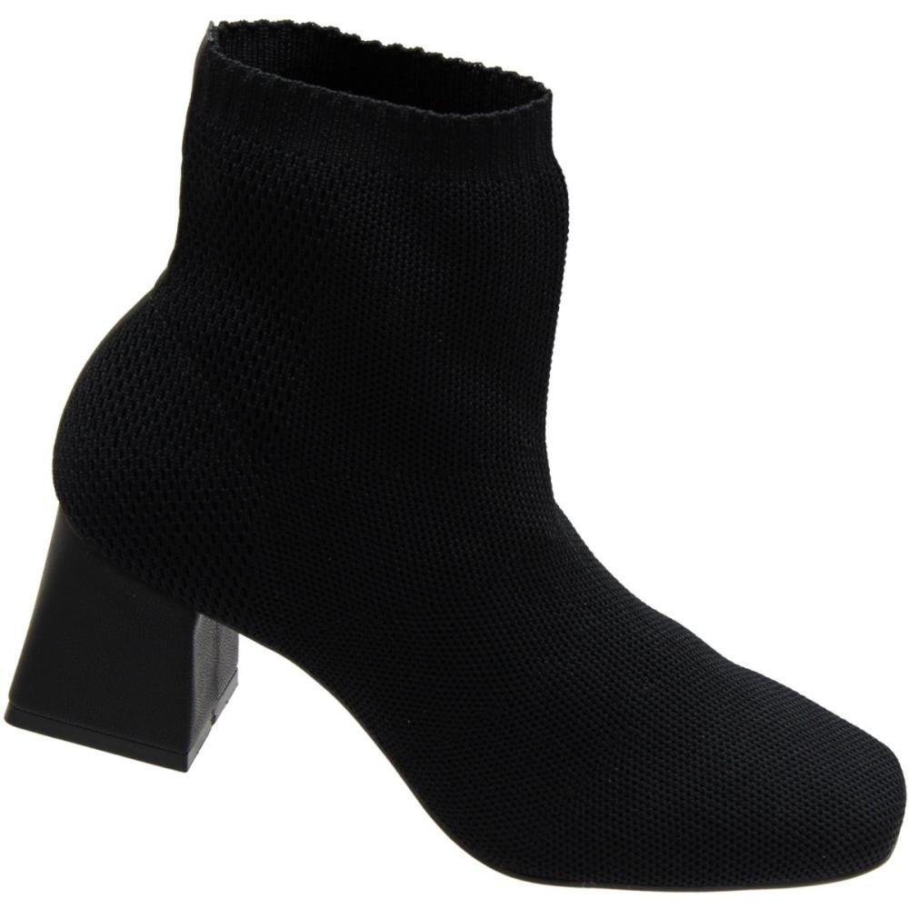 Bota Cano Médio Bebecê Salto Bloco Knit Preto 3