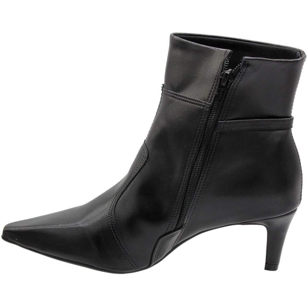 Bota Cano Médio Bebecê Adorno Salto Médio Zíper Lateral Preto 2