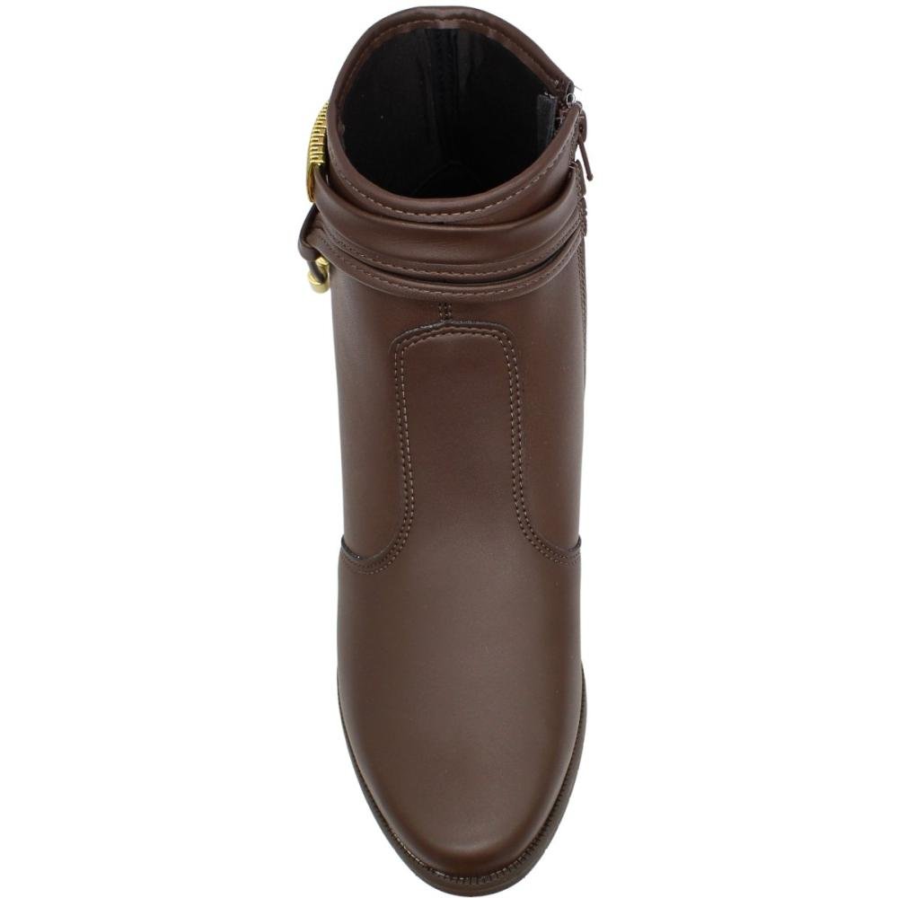 Bota Casual Cano Curto Moleca Salto Grosso Elegante Marrom 4