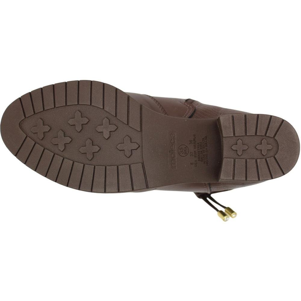 Bota Casual Cano Curto Moleca Salto Grosso Elegante Marrom 5