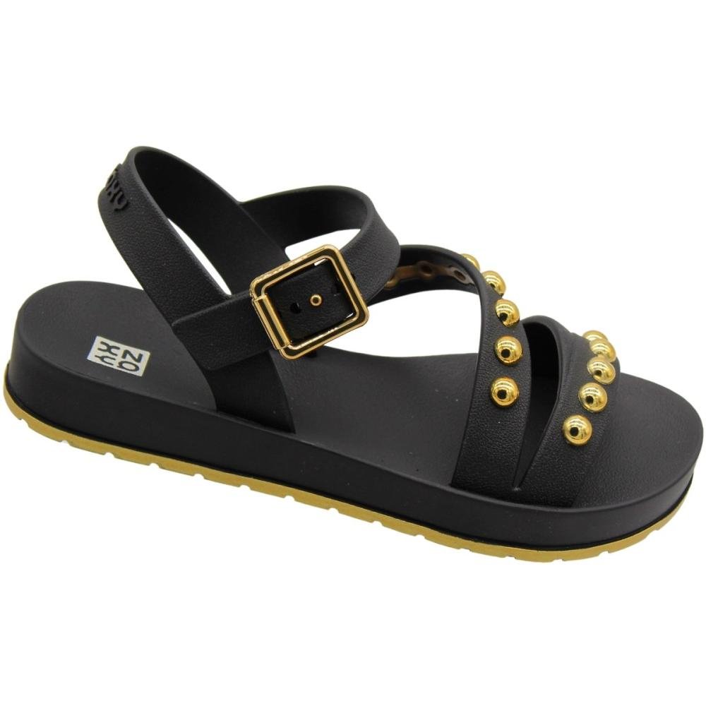Sandália Plataforma Zaxy Boho Apliques Preto 3