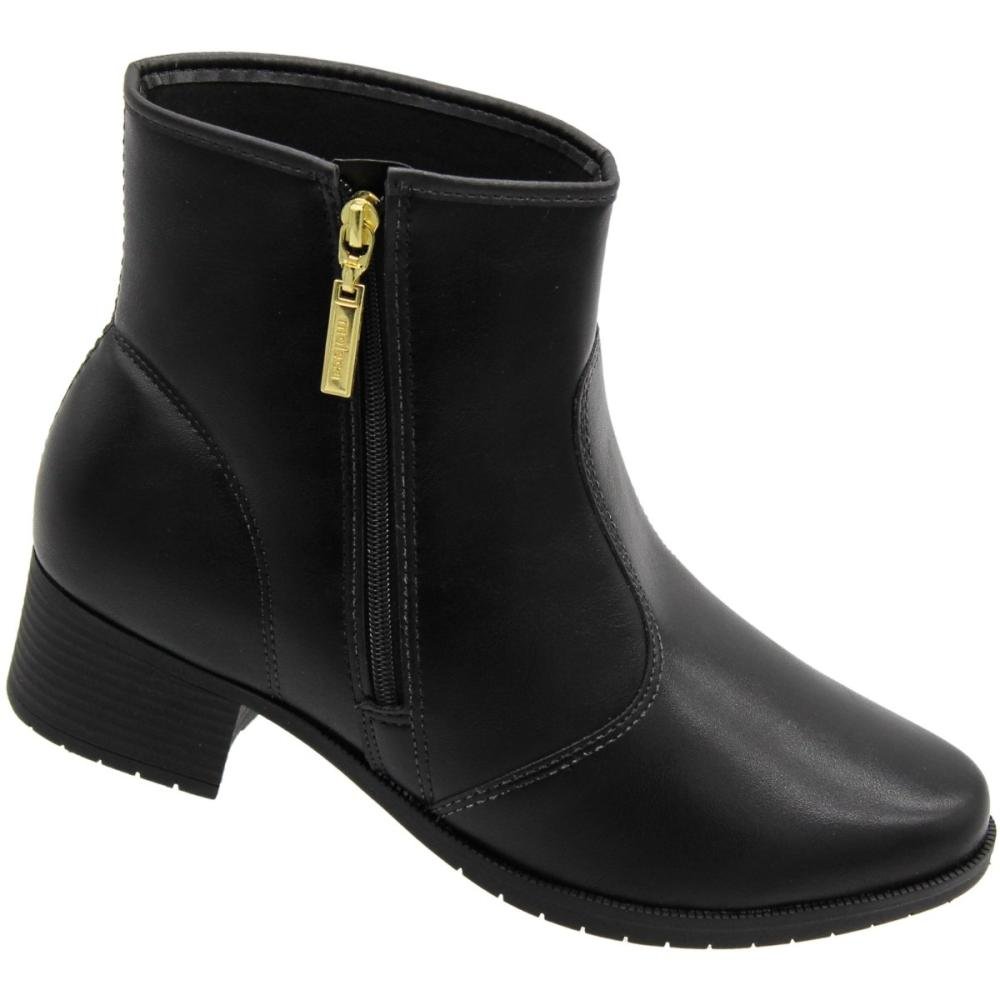 Bota Cano Curto Casual Moleca Napa Genebra Zíper Lateral Preto 3
