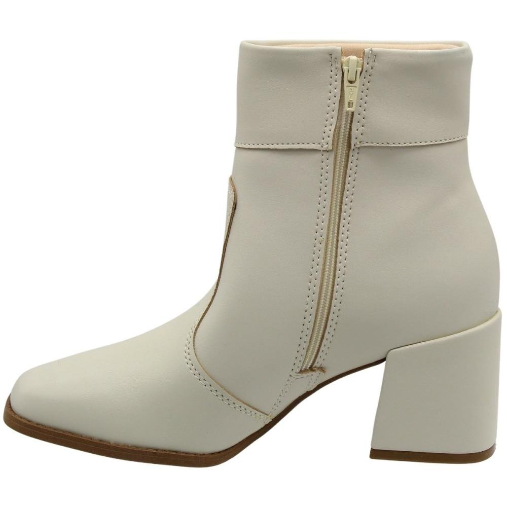 Bota Casual Cano Mèdio Moleca Fivela Cravejada Napa Berlim Branco 2