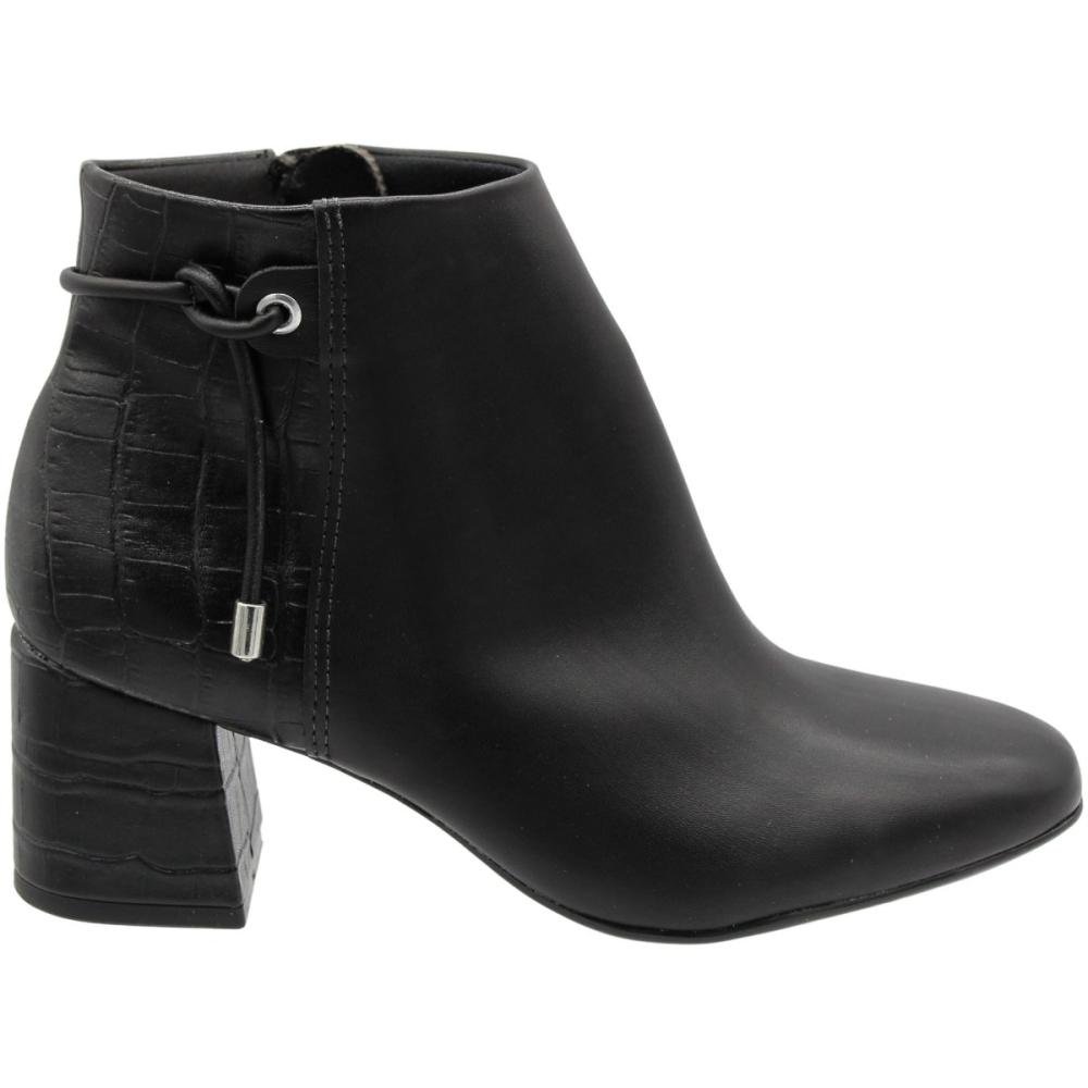 Bota Cano Curto Casual Beira Rio Cordinha Croco Zíper 