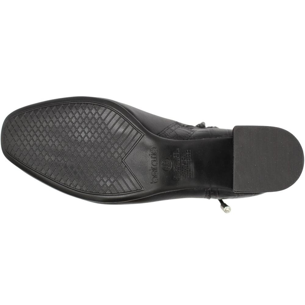 Bota Cano Curto Casual Beira Rio Cordinha Croco Zíper Preto 5