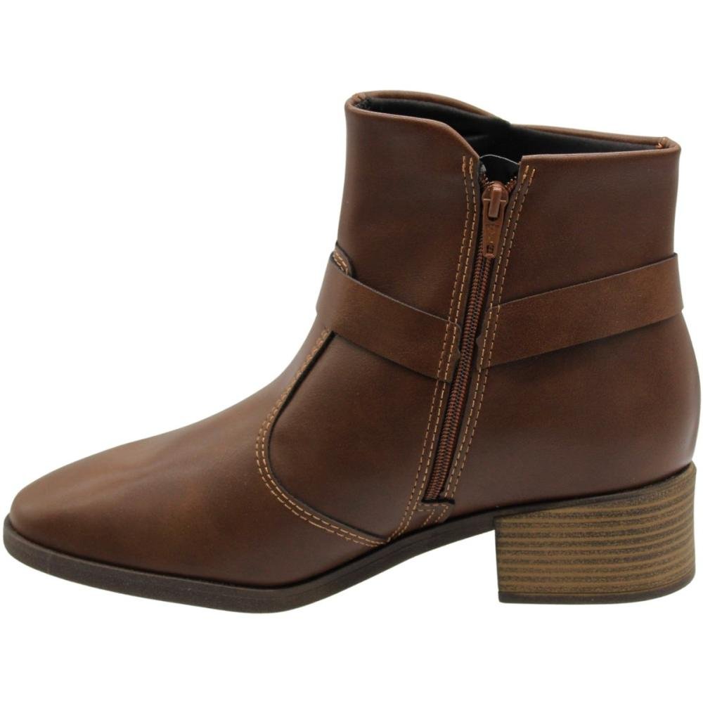 Bota Casual Cano Curto Beira Rio Adorno Argola Marrom 2