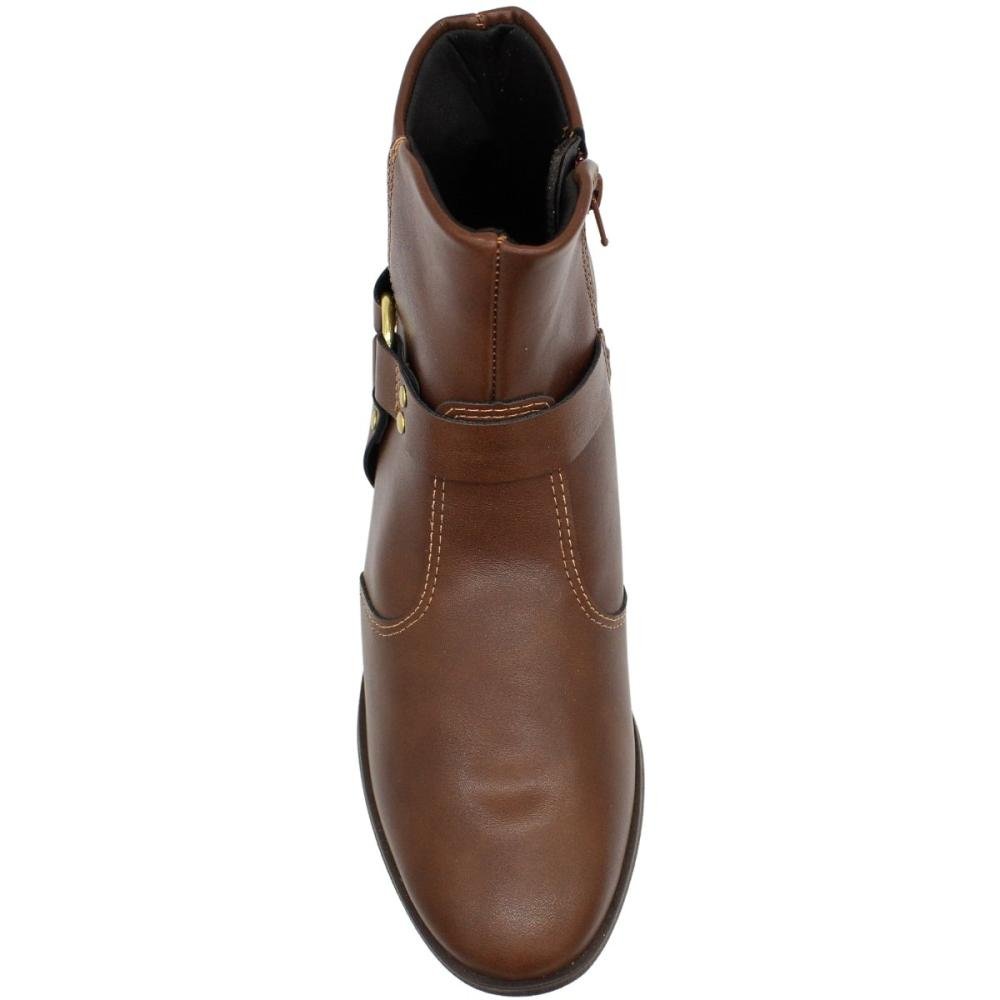 Bota Casual Cano Curto Beira Rio Adorno Argola Marrom 4