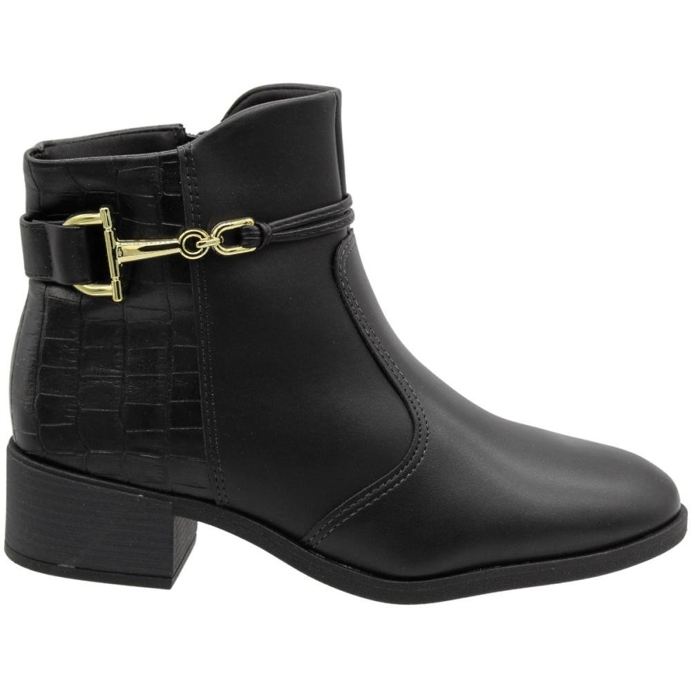 Bota Casual Cano Curto Adorno Metálico Croco