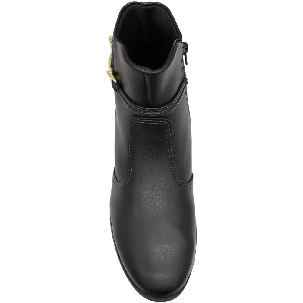 Bota Casual Cano Curto Adorno Metálico Croco Preto 4