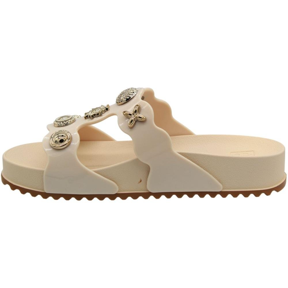Tamanco Plataforma Zaxy Charms removíveis Feminino Bege 2