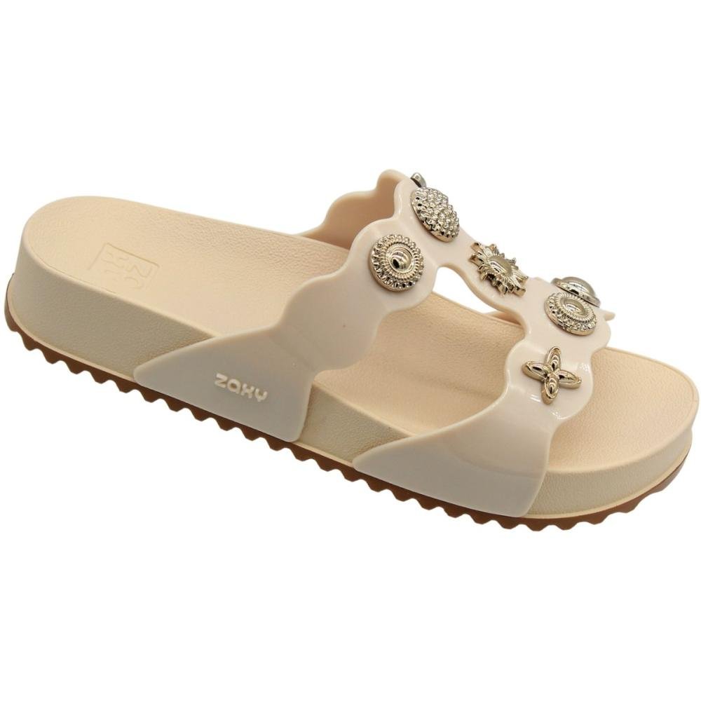 Tamanco Plataforma Zaxy Charms removíveis Feminino Bege 3