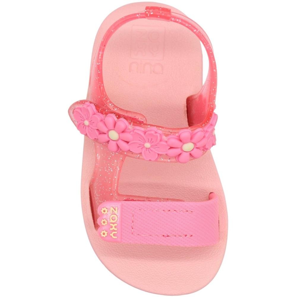 Sandália Rasteira Infantil Zaxynina Flower Bloom Menina Preto 4