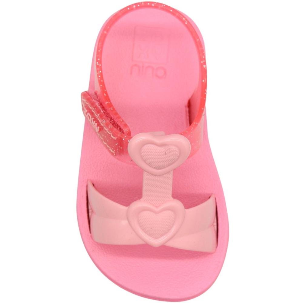 Sandália Rasteira Infantil Zaxynina Heart Brilho Menina Rosa 4