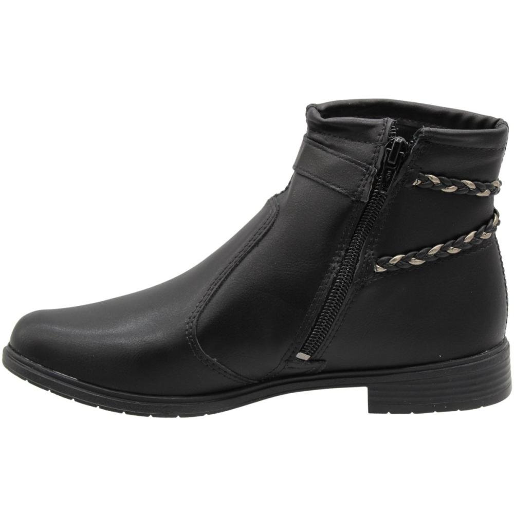 Bota Mississipi Cano Curto Rives Com tiras Trançadas Feminina Preto 2