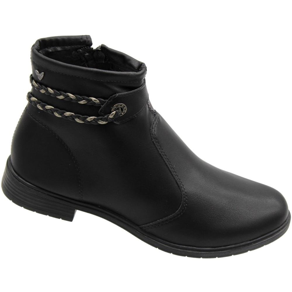 Bota Mississipi Cano Curto Rives Com tiras Trançadas Feminina Preto 3