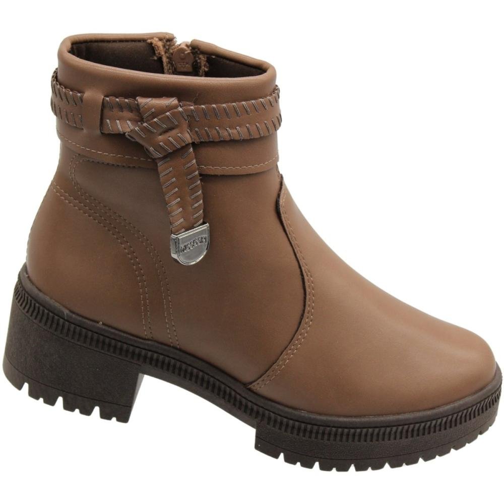 Bota Coturno Salto Médio Mississipi Elegante Feminina Marrom 3