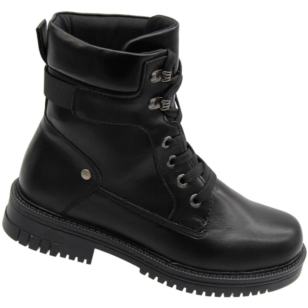 Bota Coturno Cano Médio Mooncity Tratorada Feminina Preto 3