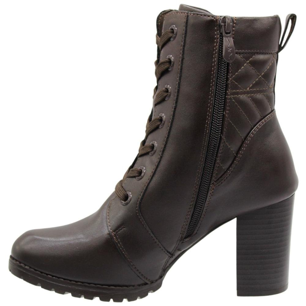 Bota Salto Bloco Grosso Mooncity Cano Médio Feminina Marrom 2
