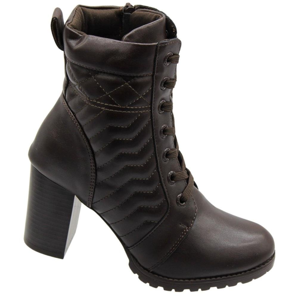 Bota Salto Bloco Grosso Mooncity Cano Médio Feminina Marrom 3