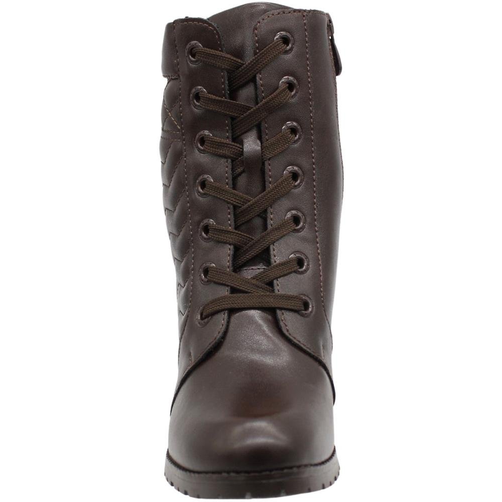 Bota Salto Bloco Grosso Mooncity Cano Médio Feminina Marrom 4
