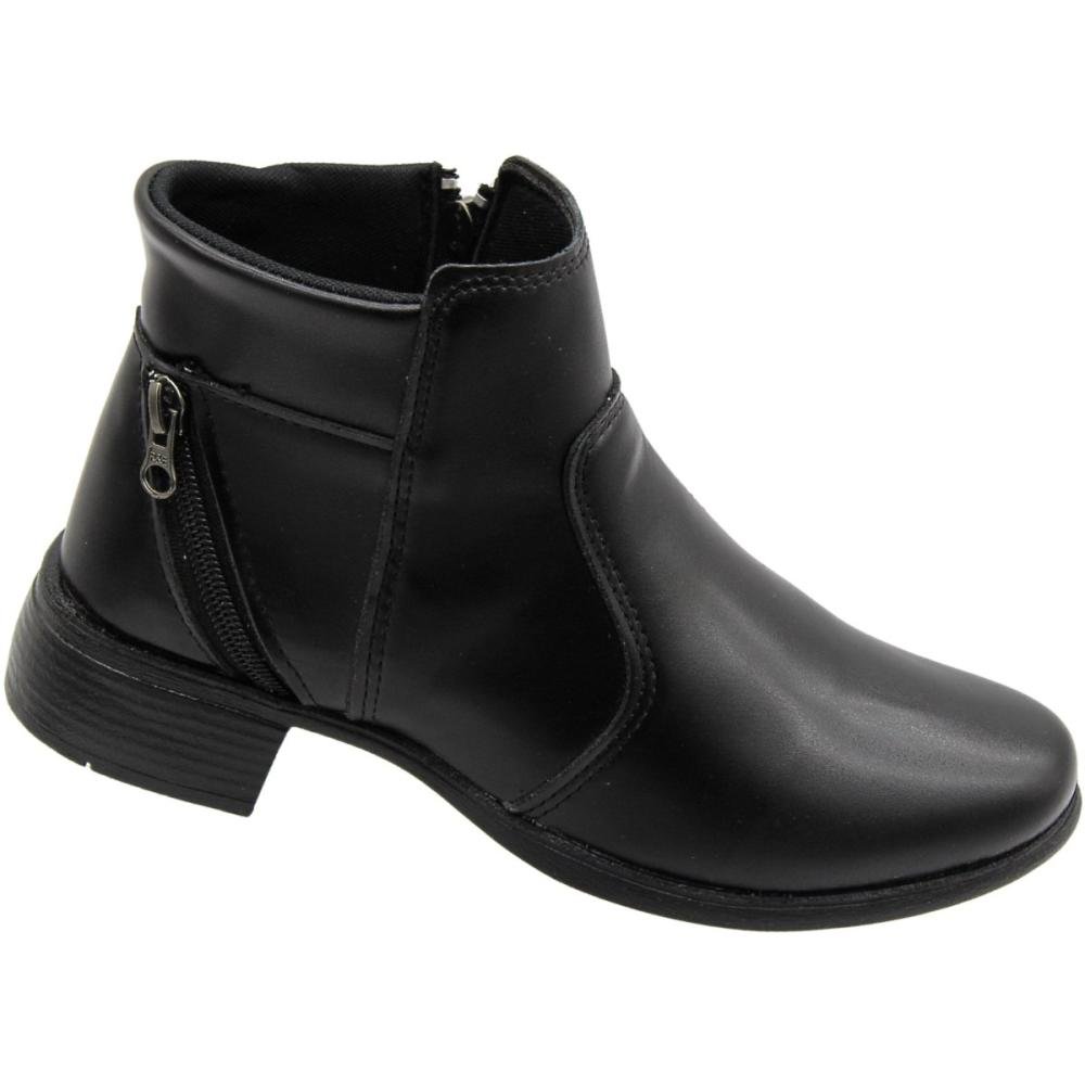 Bota Cano Curto Elisa Melo Pelboot Zíper Feminina Preto 3