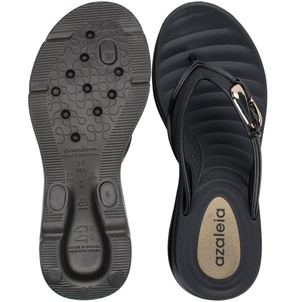 Chinelo De Dedo Salteado Azaleia Kiara Tira Grossa Feminino Preto 3