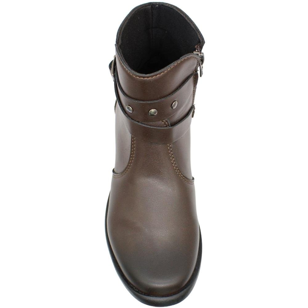 Bota Cano Curto Elisa Melo Adorno Tira Fivela Feminina Marrom 4