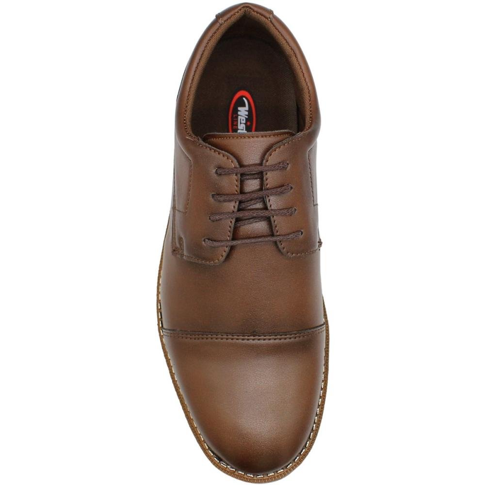Sapato Casual West Line C/ Cadarço Sola Tratorada Masculino Marrom 4