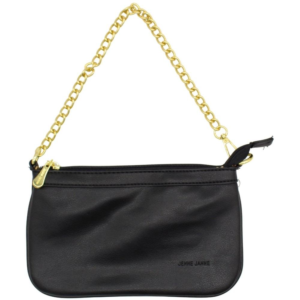 Bolsa De Ombro Jenne Janne Tira Transversal Removível Feminina Preto 4