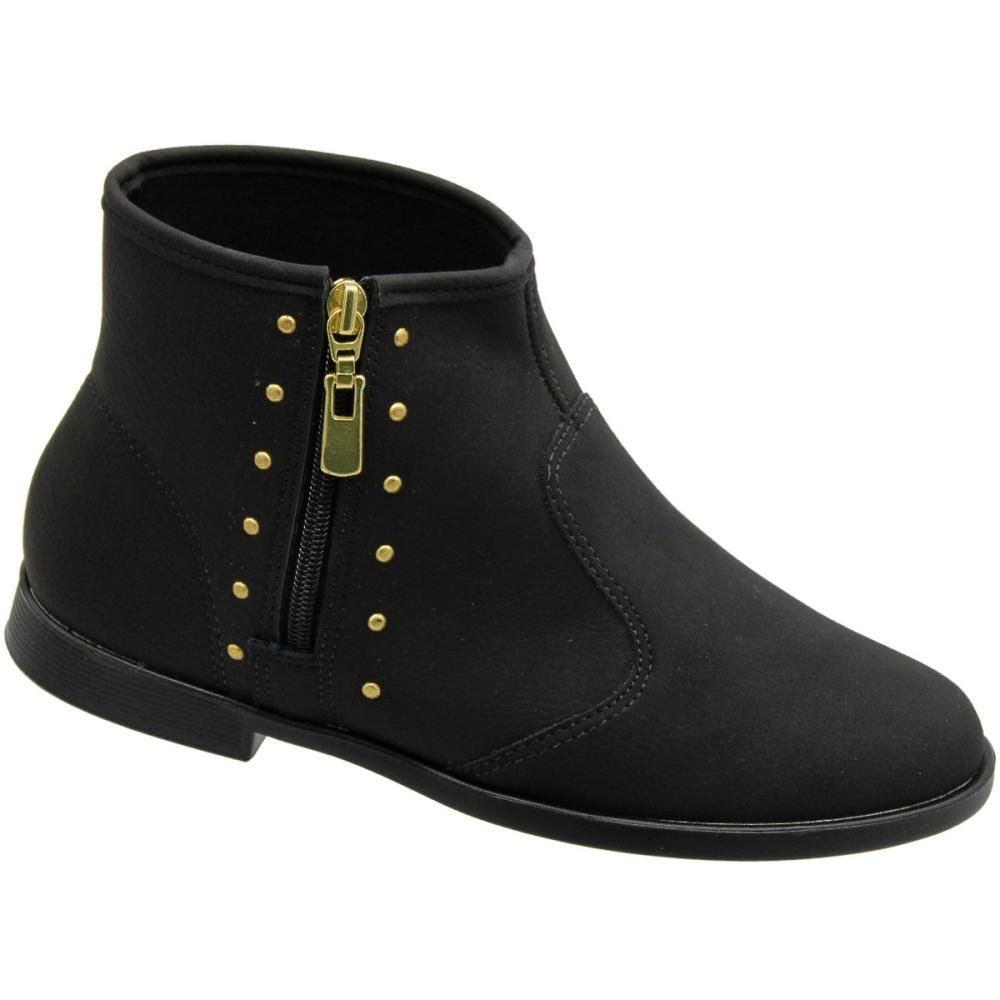 Bota Molekinha Infantil Napa Veluna Apliques Menina Preto 3