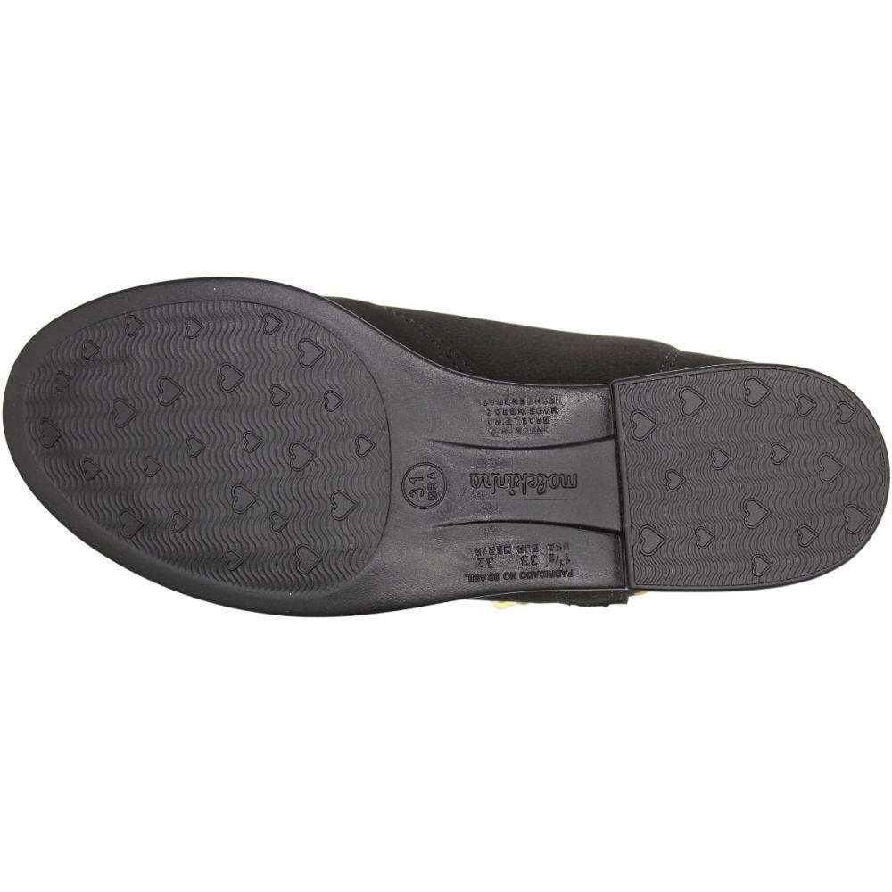 Bota Molekinha Infantil Napa Veluna Apliques Menina Preto 5