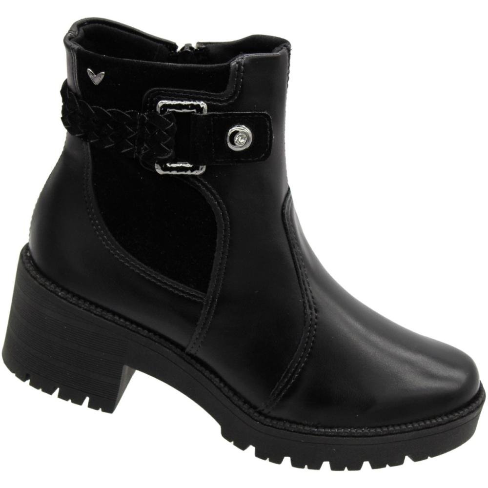 Bota Cano Curto Mississipi Wolford Tira Trançada Fivela Prata Feminina Preto 3