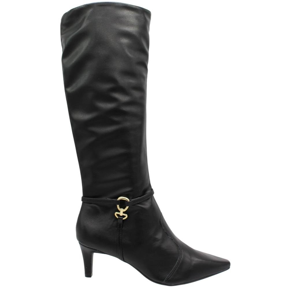 Bota Cano Alto Bebecê Adorno Dourado Salto Médio Feminina