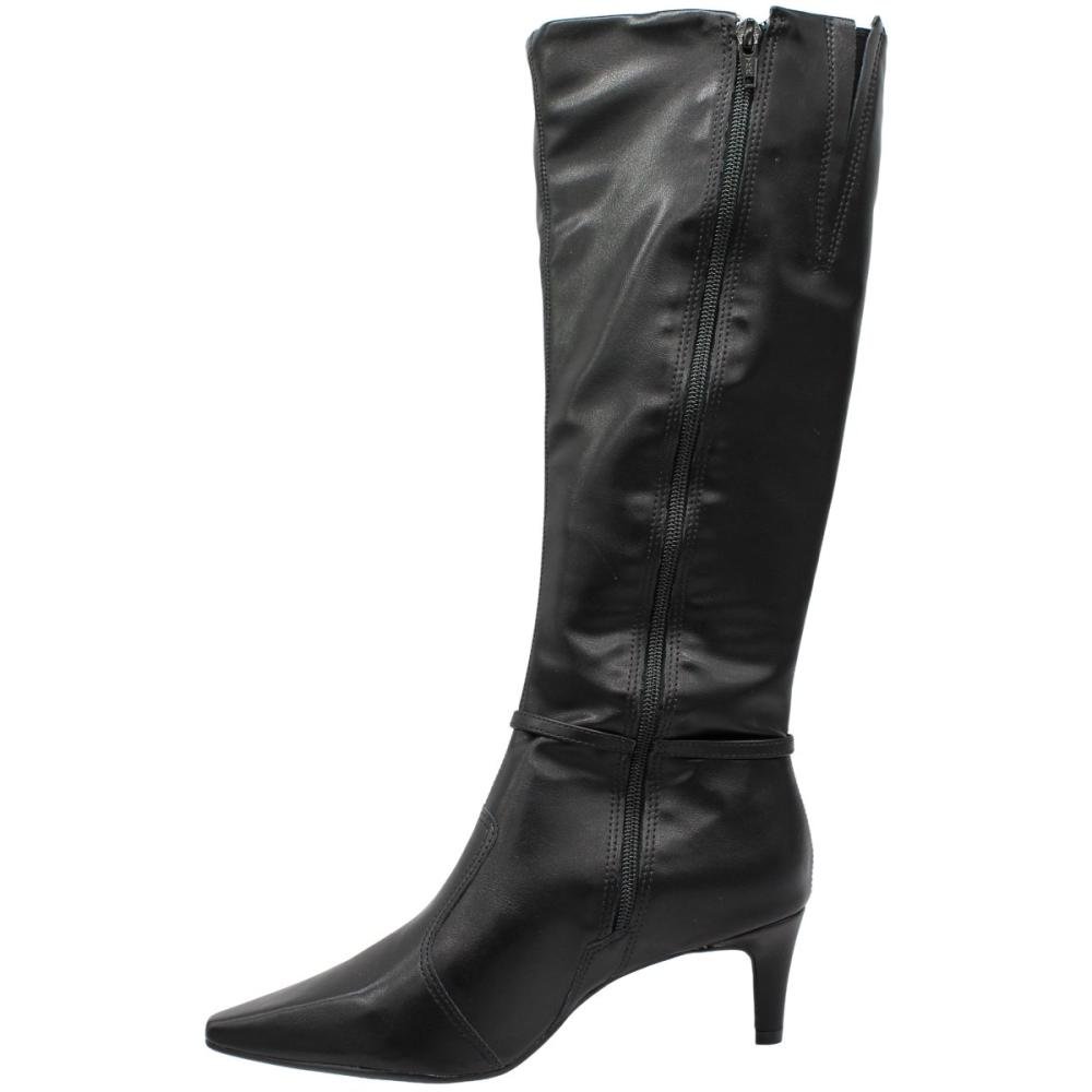 Bota Cano Alto Bebecê Adorno Dourado Salto Médio Feminina Preto 2