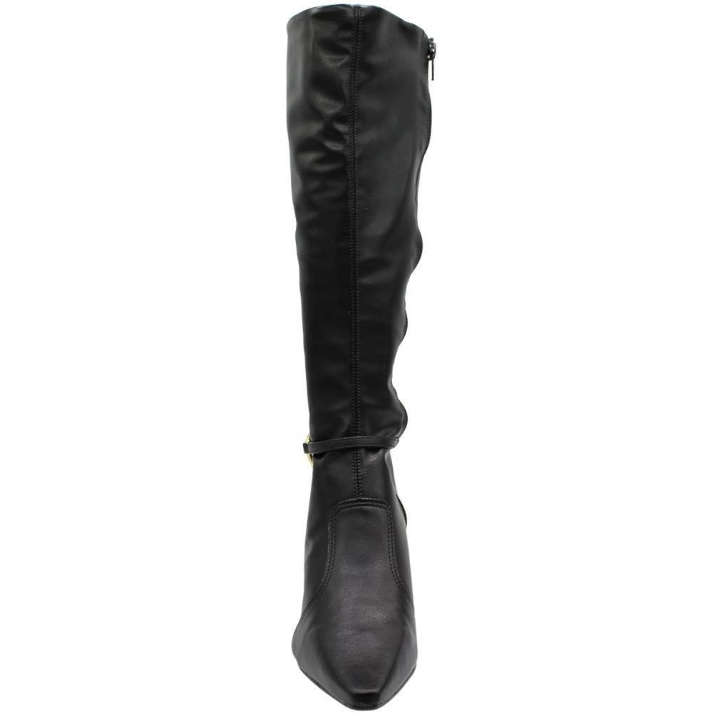 Bota Cano Alto Bebecê Adorno Dourado Salto Médio Feminina Preto 4