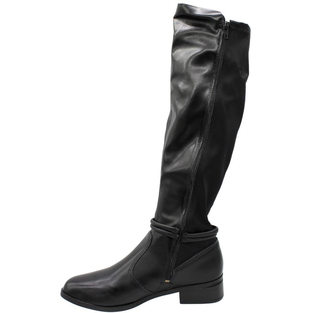 Bota Cano Alto Mississipi Galbani Tiras Aplique Dourado Feminina Preto 2