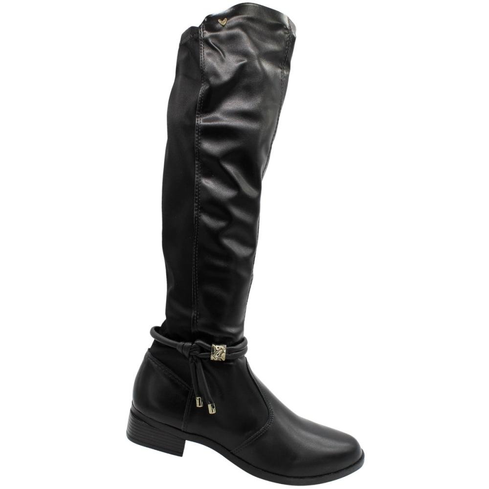 Bota Cano Alto Mississipi Galbani Tiras Aplique Dourado Feminina Preto 3