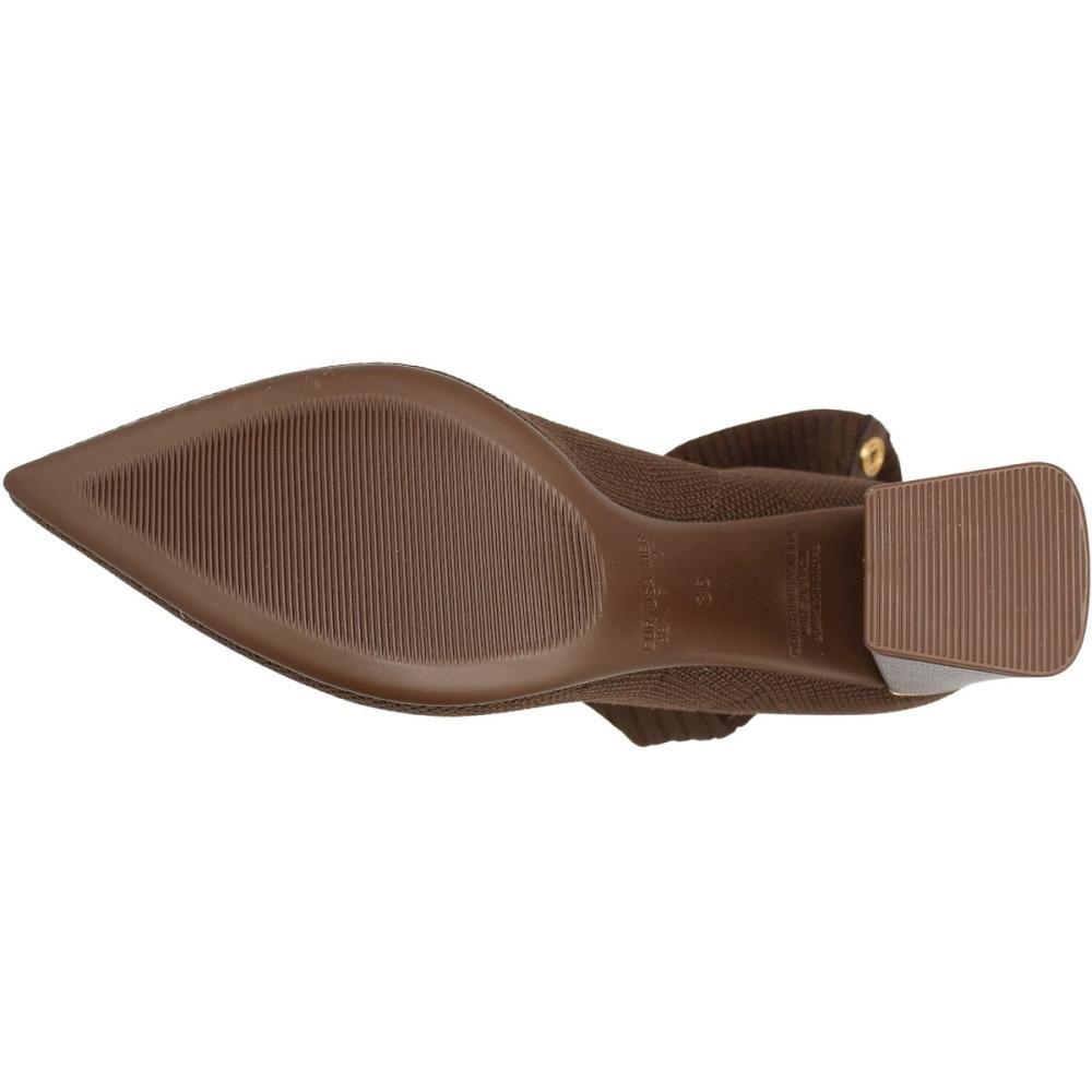 Bota Bico Fino Bebecê Salto Bloco Knit Feminina Marrom 5