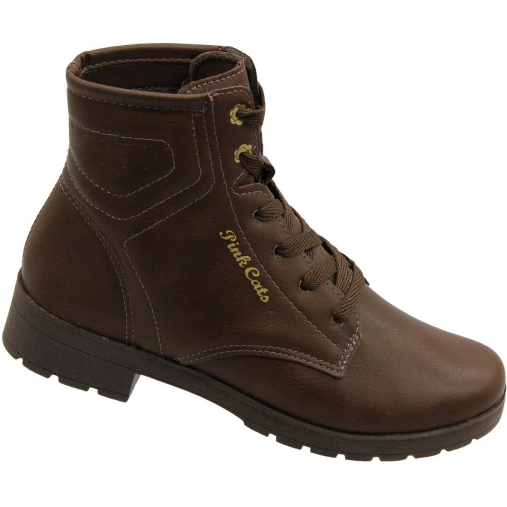 Bota Cano Baixo Infantil Pink Cats Berteli Menina Marrom 3