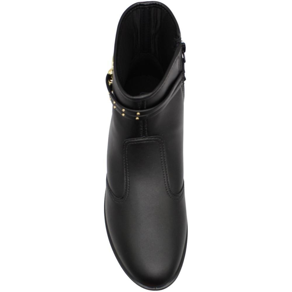 Bota Cano Baixo Beira Rio Tira Dupla Apliques Dourado Feminino Preto 4