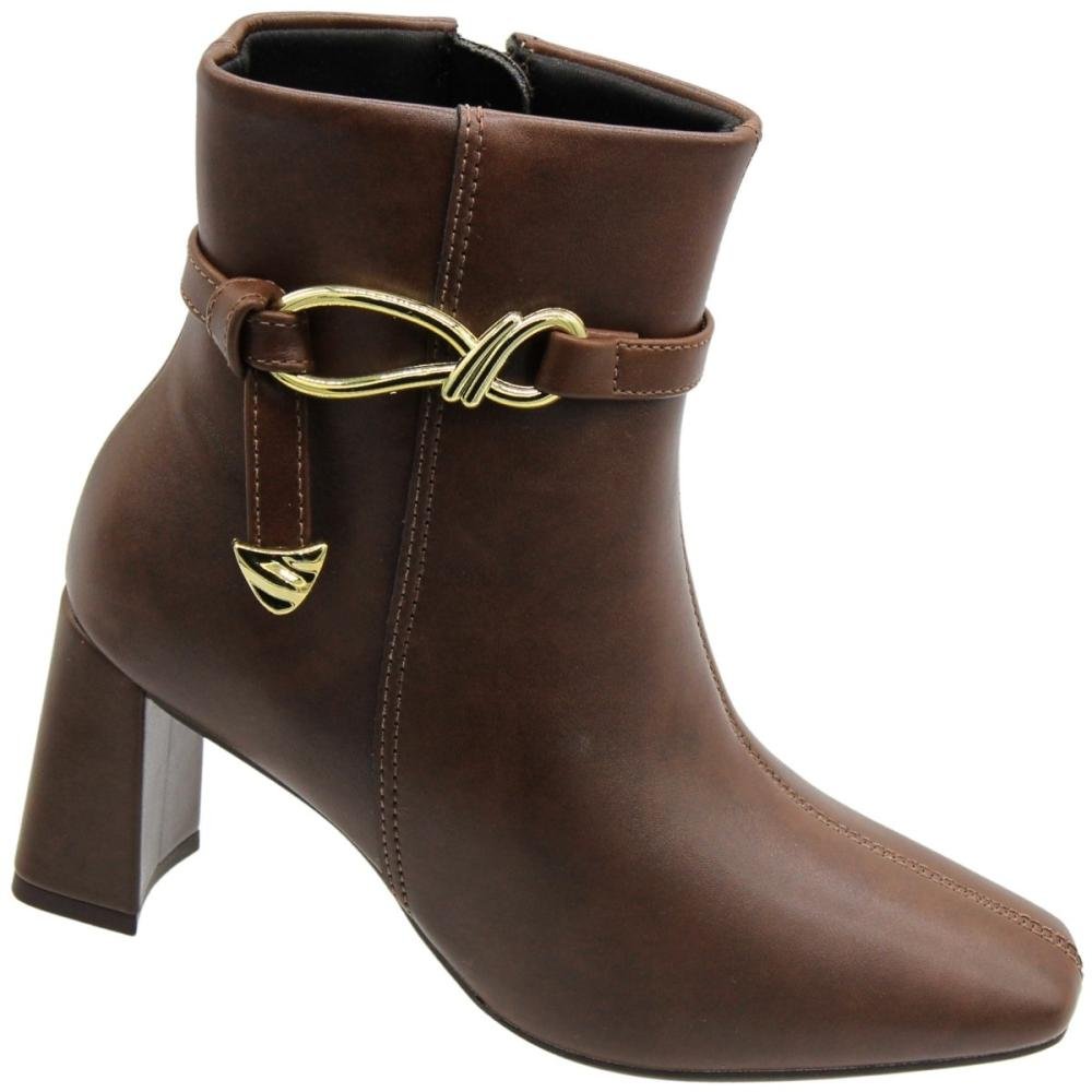 Bota Cano Medio Beira Rio Tira Com Apliques Feminina  Marrom 3