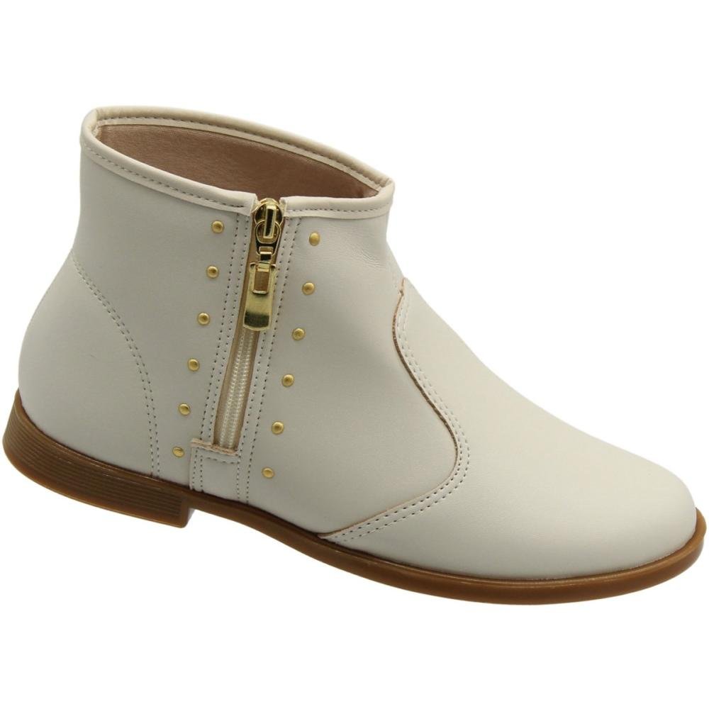 Bota Molekinha Infantil Napa Berlim Apliques Menina Branco 3