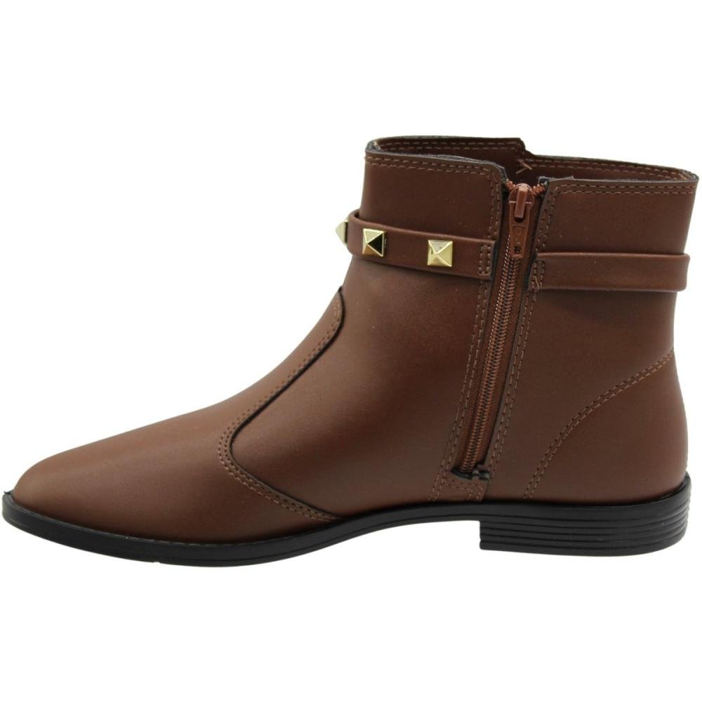 Bota Cano Baixo Moleca Estonia Adorno dourado Feminino Marrom 2