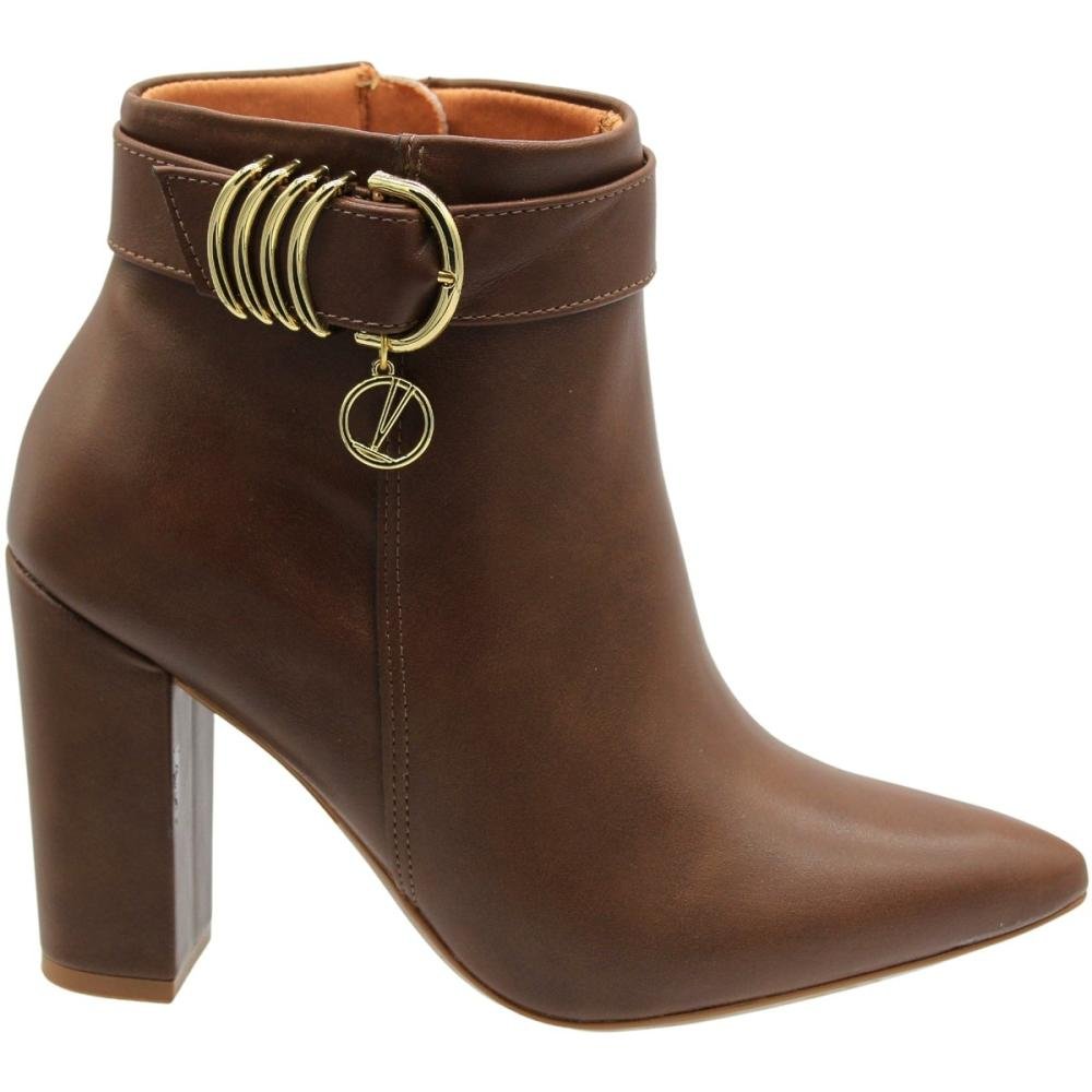 Bota  Vizzano Cano Curto  Adorno Dourado Feminino