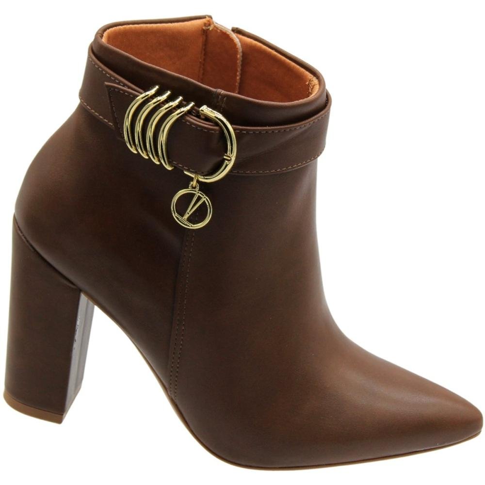 Bota Vizzano Cano Curto Adorno Dourado Feminino Marrom 3