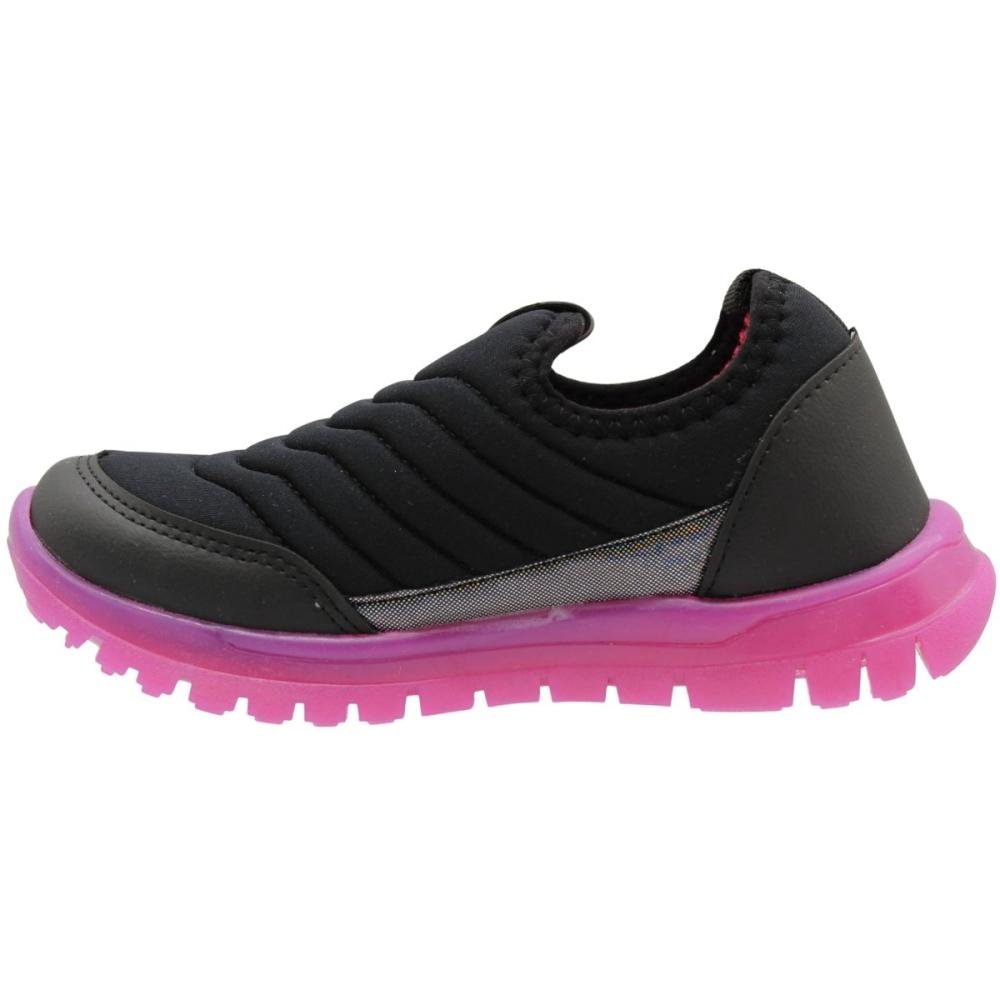 Tênis Jogging Juvenil Via Vip Flex Acolchoado Brilho Menina Preto 2