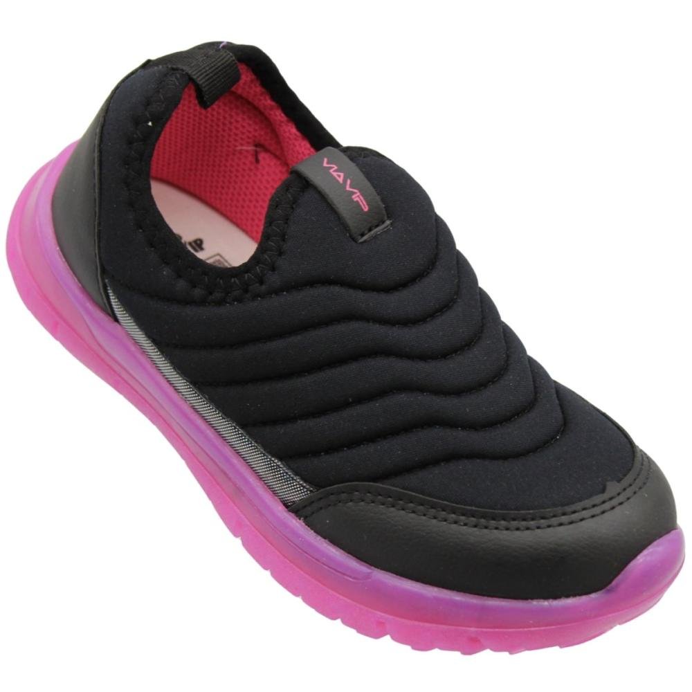 Tênis Jogging Juvenil Via Vip Flex Acolchoado Brilho Menina Preto 3