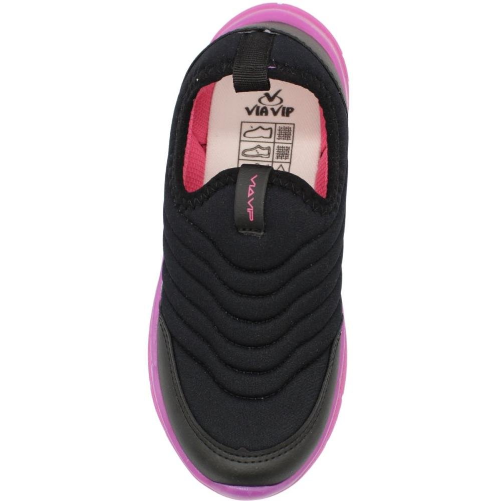 Tênis Jogging Juvenil Via Vip Flex Acolchoado Brilho Menina Preto 4