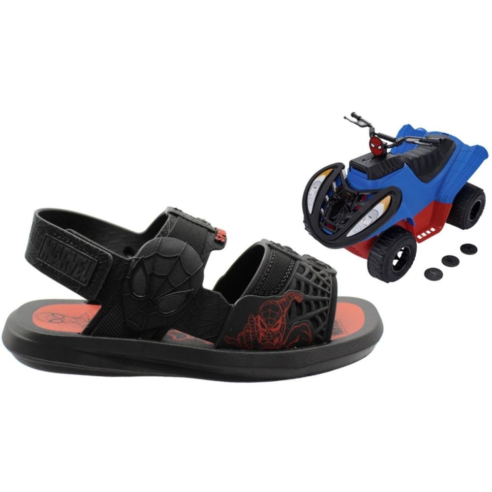 Sandália Juvenil Grendene Kids Tiras Ajustáveis Spider Com Quadriciclo Menino